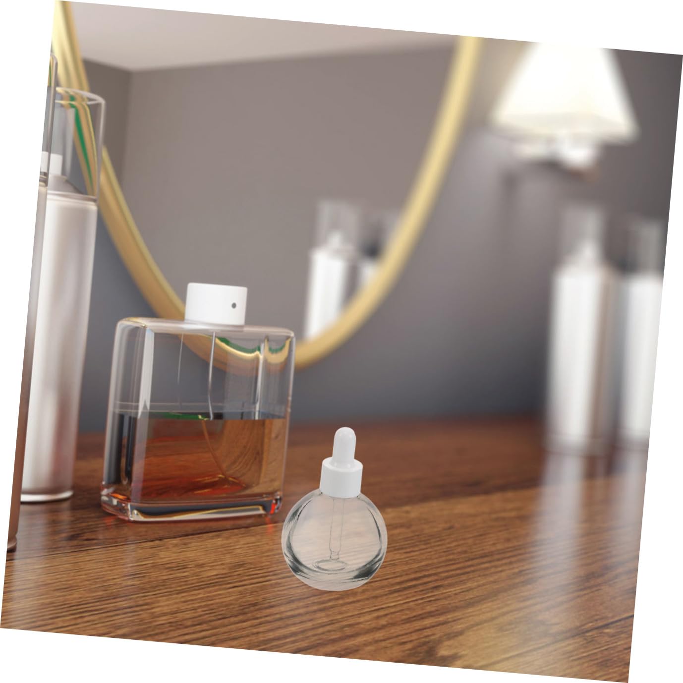 12 Pezzi 12 Flaconi Contagocce in Vetro da 30 Ml per Oli Essenziali, Bottiglie Rotonde Trasparenti con Anello di Chiusura Bianco, per Aromaterapia e Viaggi, Flaconi per Cosmetici e