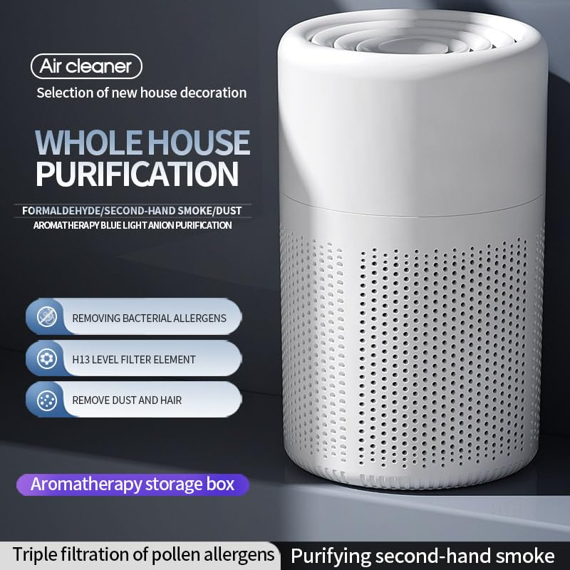 Small Air Purifier for Home Bedroom, HEPA Filter Air Cleaner, Quiet Operation, Removes Dust, Smoke, Odor, Pollen & Pet Dander (White) - image 4
