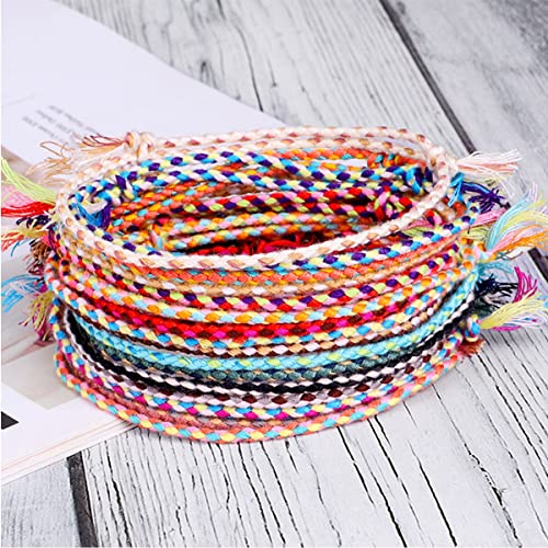 Mozaka 30Pcs Woven Wrap Friendship Bracelets For Women Men Adjustable Colorful String Wrist Cord Handmade Friendship Braided Ankle Bracelets Party Favors thumb #5