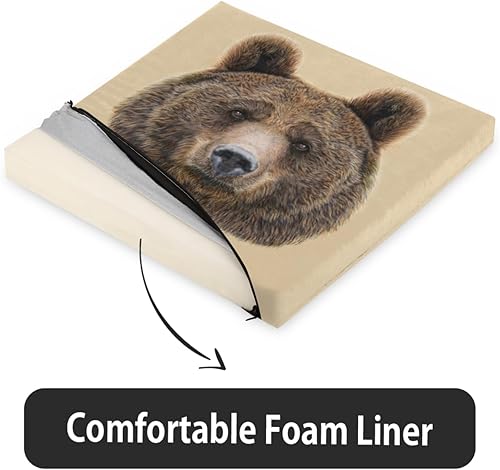 Miniatura 4 de 1 cojín para silla, cojín de espuma viscoelástica con diseño de oso de animal, almohadillas cuadradas extraíbles para silla de cocina, comedor,