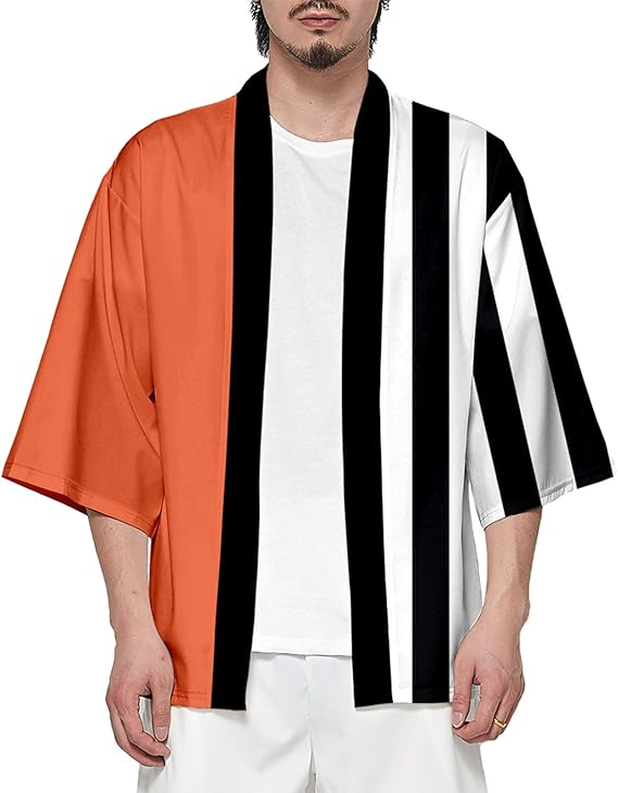 Amazon Houmary 和式パーカー ワンピース 羽織 One Piece メンズ レディース 7分袖 開襟シャツ 和服 お祭り ファッション 日焼け止め服 日常 アニメ コミック 無地 ゆったり おしゃれ プレゼント 上着 Tシャツ カットソー 通販