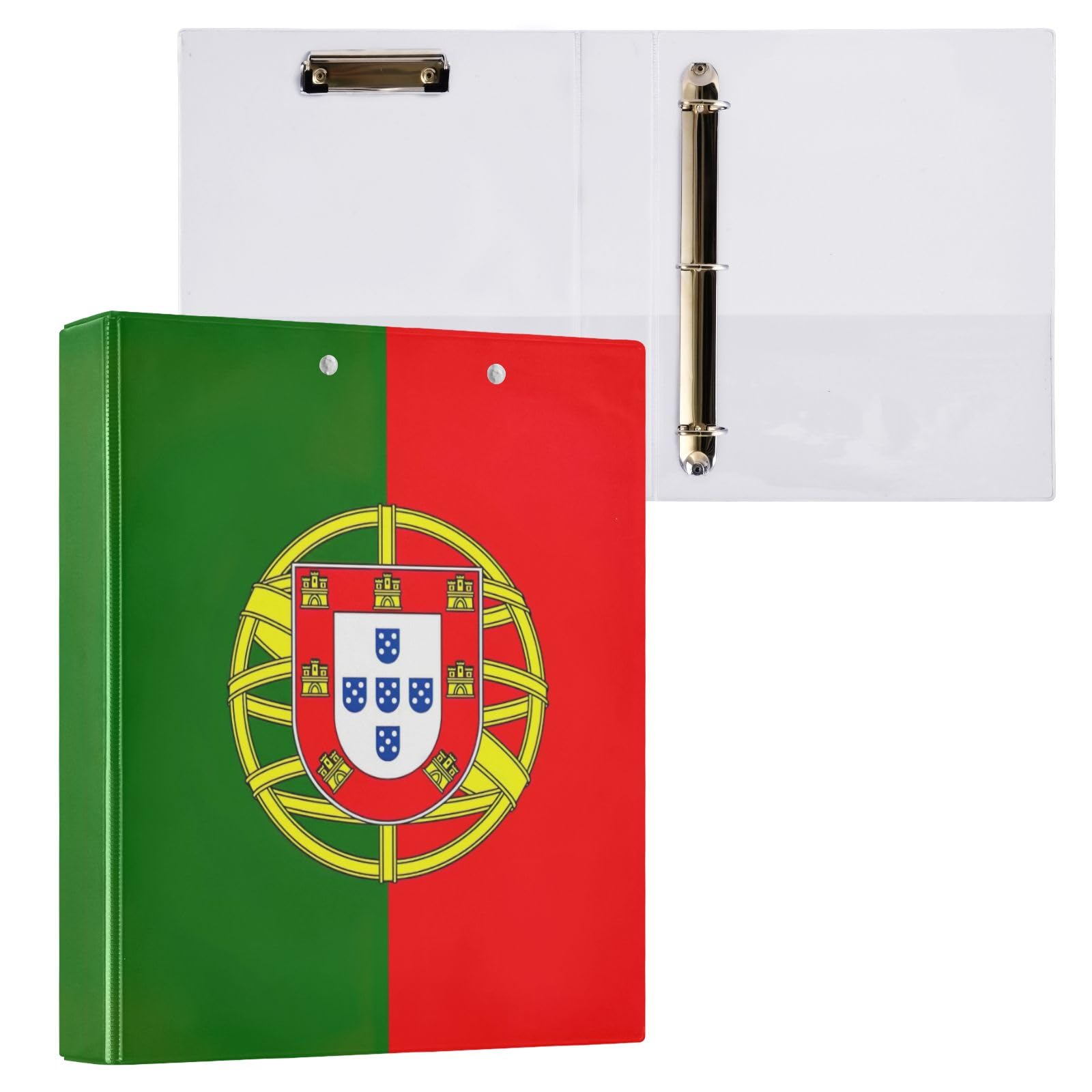 Cute Binder Three Ring 3 Ring Binders 1.5 Inch Holds 200 Sheets D Ring Binder for School Supplies Portugal Flag, 1 Pack
