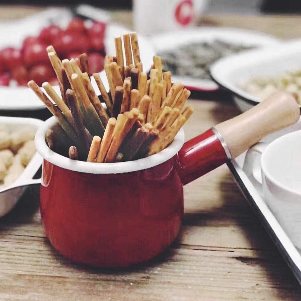 550ml Non-stick Milk Pan Double Mouth Mini Enamel Mixture Cooking Soup Pot (Color : C)