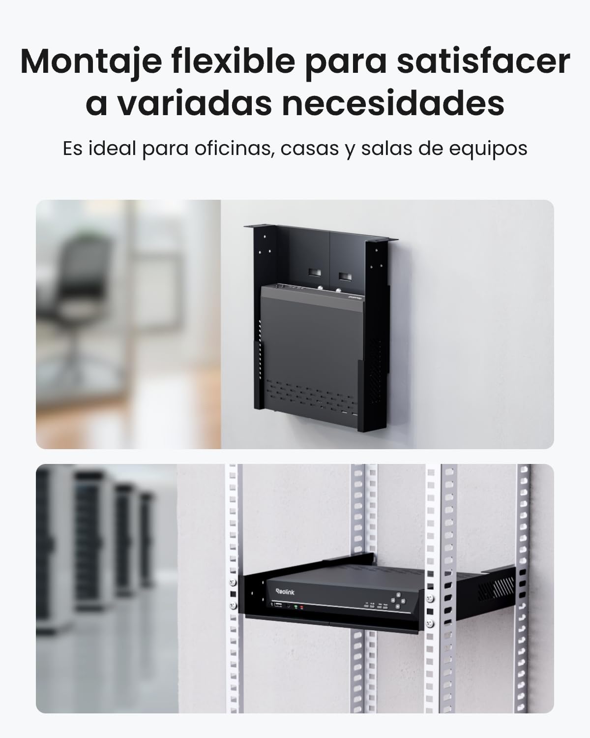 Reolink Soporte para NVR, Compatible con los NVR (p. ej. RLN8-410 y RLN16-410), Sistemas PoE (p. ej. RLK16-800B8 y RLK8-1200D4-A) y RLA-RM1