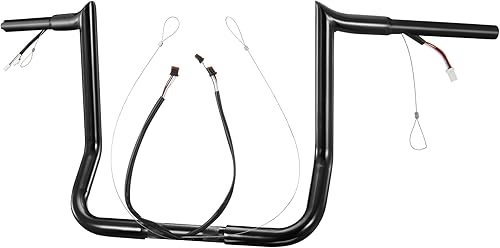 Pre-wired 14" Handlebars 1.25" Fat Ape Hangers for Harley 2014-2023 Street Glide/Electra Glide/Ultra Limited Prewired CAN-Bus Wire and Guiding Line Meathook Monkey Bar, Black
