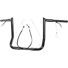 Pre-wired 14" Handlebars 1.25" Fat Ape Hangers for Harley 2014-2023 Street Glide/Electra Glide/Ultra Limited Prewired CAN-Bus Wire and Guiding Line Meathook Monkey Bar, Black