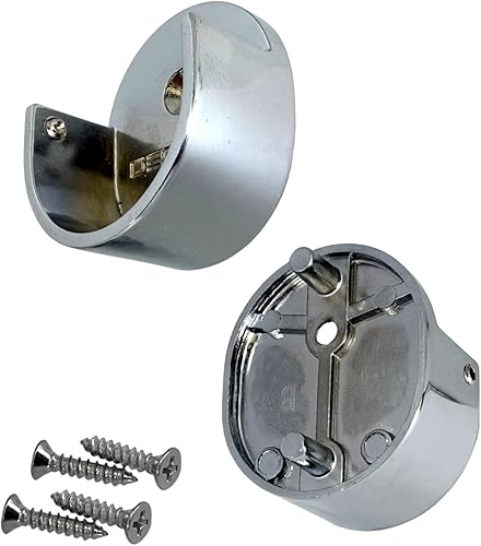 Miniatura 16 de Bridas de soporte para barra de armario con fijación de rosca Enchufes de extremo de poste de ropa resistentes para armarios Cromo pulido 1 par