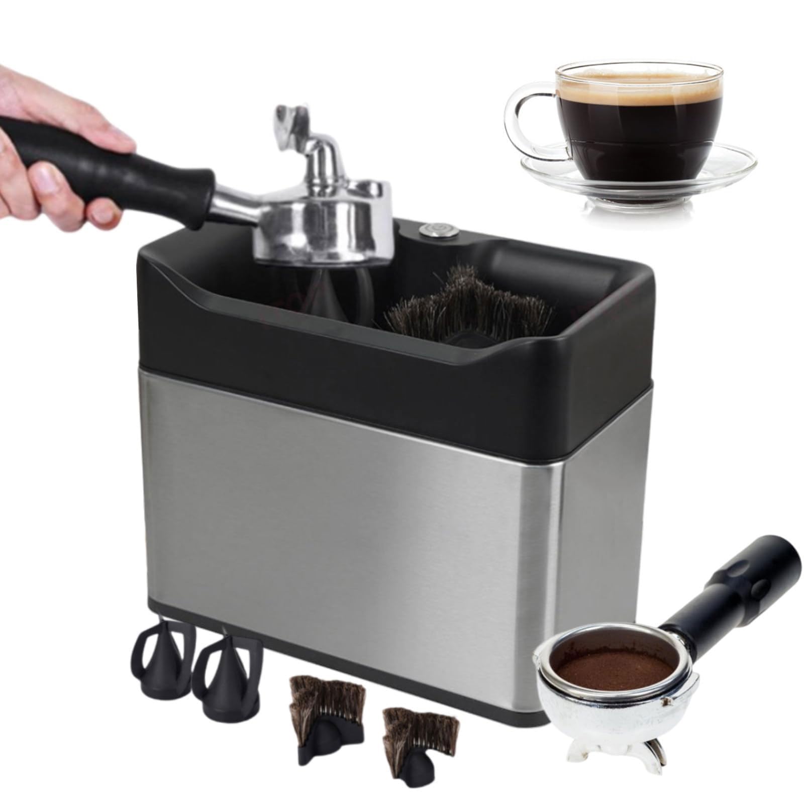 Nettoyeur de porte-filtre électrique pour éviter le marc de café partout