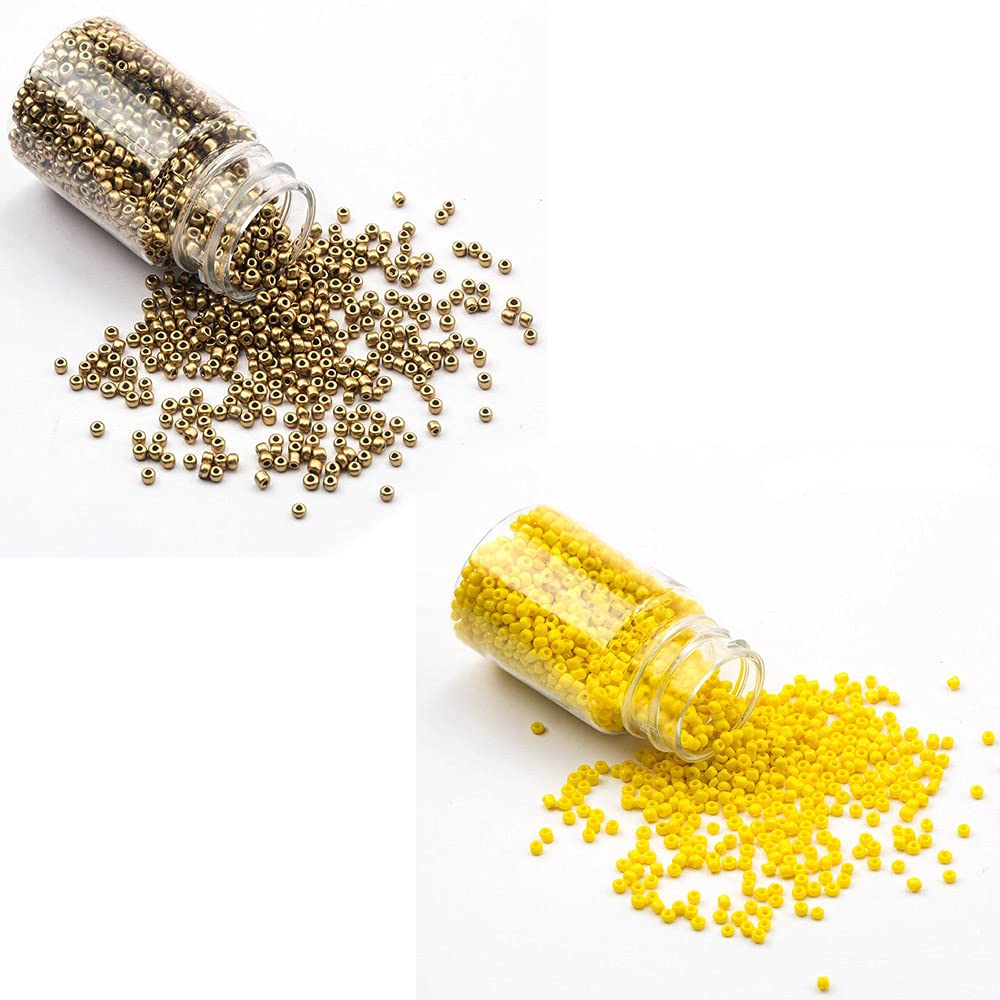 AN Sunshine Seed Beads Glass Poth Beads for DIY Projects Jewellery Making, Beading, Arts Craft & Embroidery (Size:11/0-2.0 Mm) Color : Golden Yellow