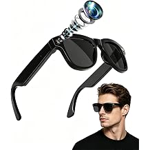 Coucur AI Smart Glasses with Camera, 8MP 4K Camera Glasses & 1080P Video Recording Sunglasses, ChatGPT Voice Assistant, 139 Languages Real-Time Translation, Open Ear Earbuds for Outdoors/Driving/Vlog