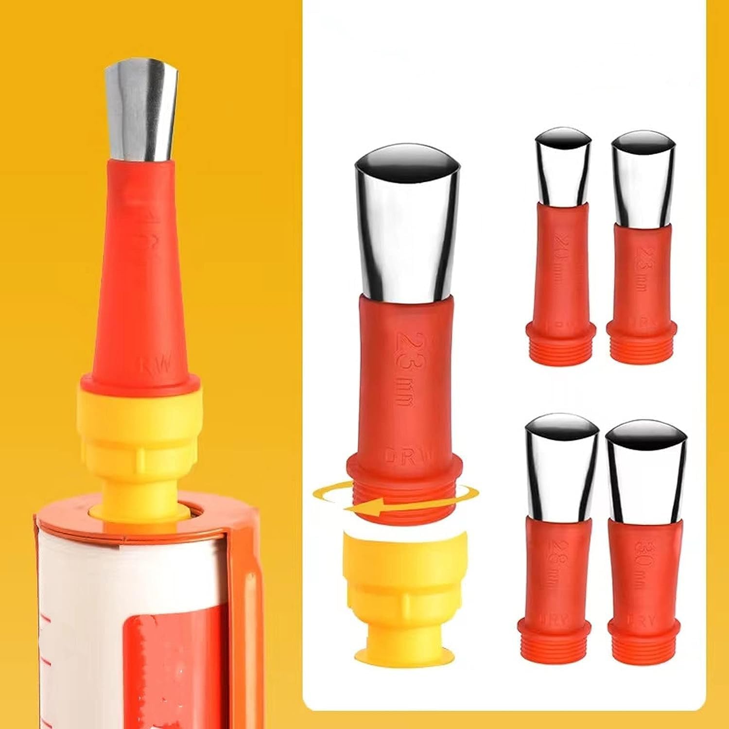 ANZHUO Professional Caulking Gun Nozzle Set, Red and Yellow, Plastic and Metal - Image 4