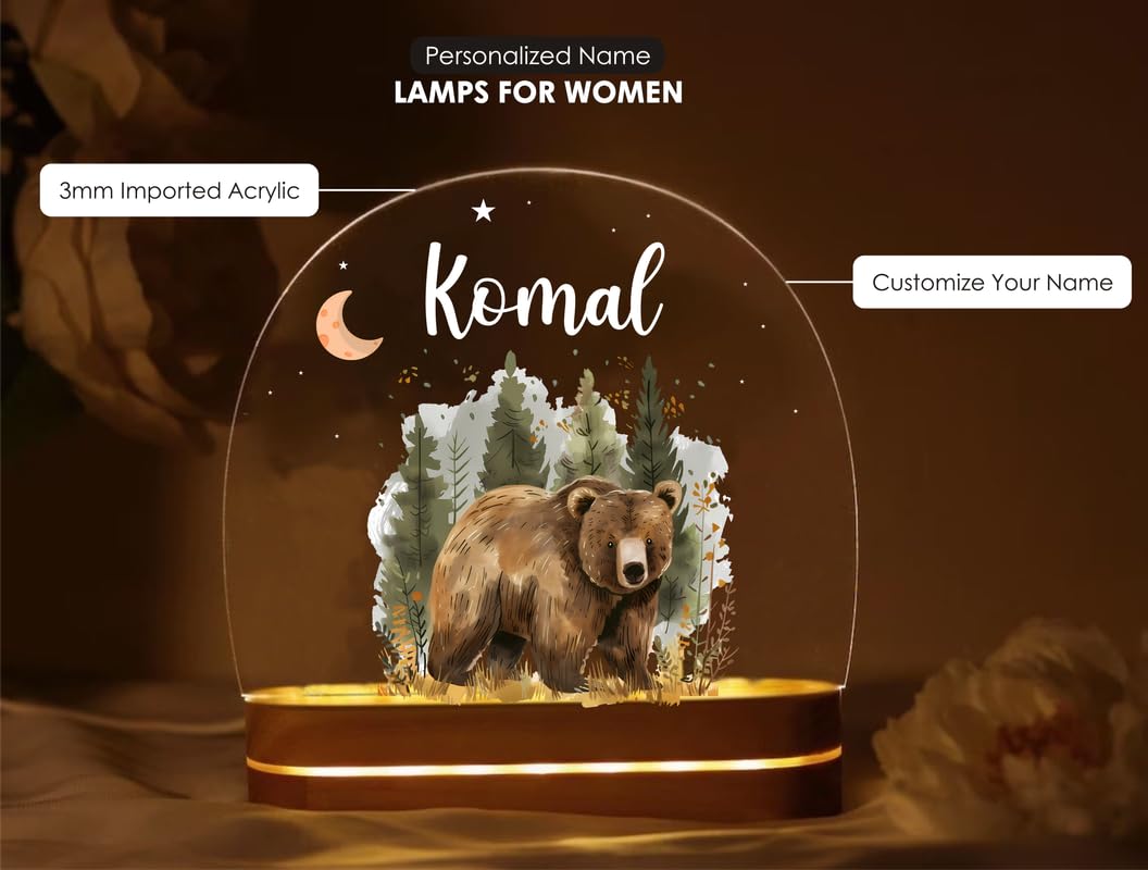 THE GRANDEUR Acrylic Personalized Name LED Night Table Lamp Gifts for Men Women|Customized Gifts for Men Women Husband Wife Girlfriend Boyfriend (Design 4), Multicolor 3