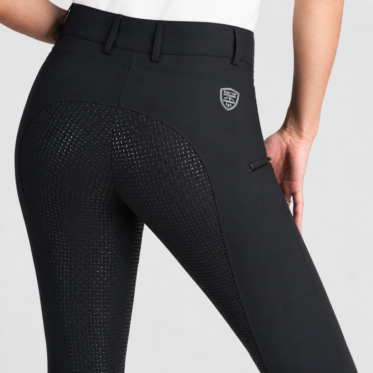 SUEDWIND FOOTWEAR Damen Reithose DryRide Jodhpur – schwarz – Gr. 34-46 | Reiterhose mit Silikon-Vollbesatz – atmungsaktiv, wasser- & winddicht – weiches Innenfutter, Gürtelschlaufe & 3 Taschen