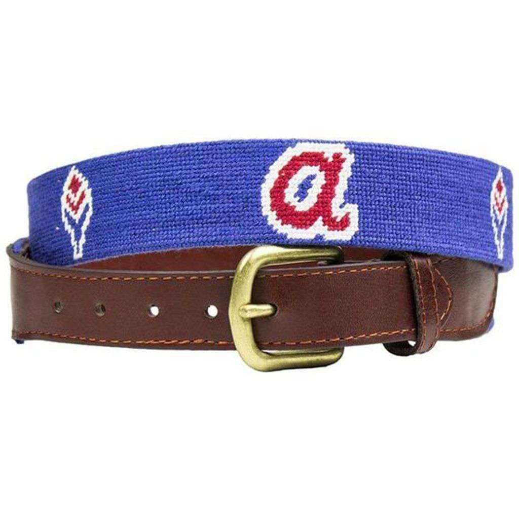Smathers & Branson Atlanta Braves Cooperstown Needlepoint Belt in Blue