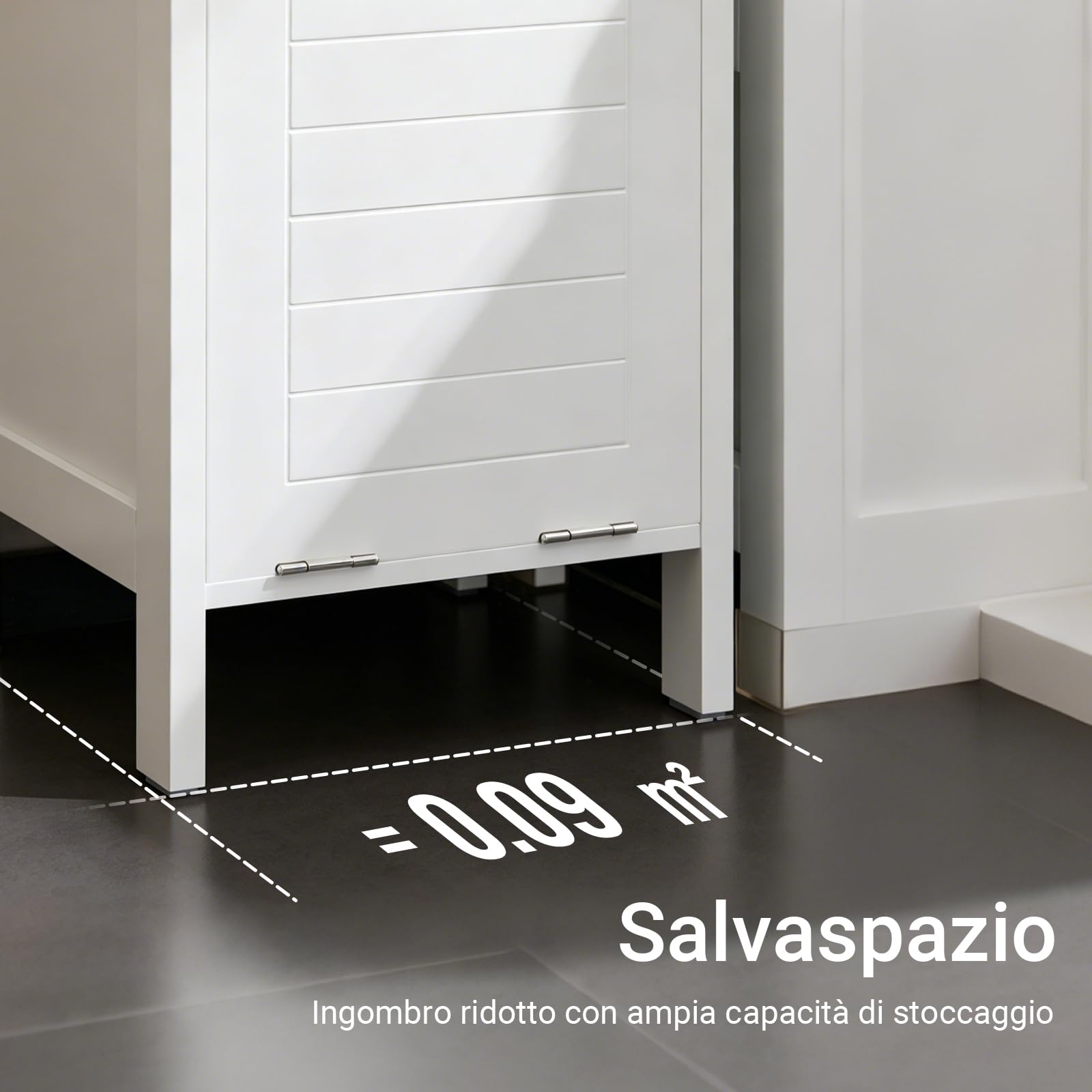 SoBuy Mobile Bagno Salvaspazio con Portabiancheria Colonna 145cm Bagno