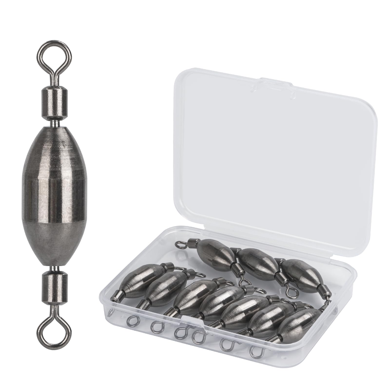 THKFISH Brass Fishing Sinker Swivel, 5 Size Trolling Sinkers Swivel Weights Quick Set Up Lead Fishing Sinker with Inner Swivel Rolling for Fishing