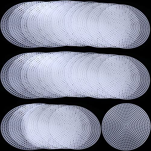 7 Count Circle Plastic Canvas Mesh Sheets Plastic Canvas White Needlepoint Blank Canvas Plastic Mesh Mat For Needlework Crochet Supplies Embroidery Yarn Crafting Knit (4.5 Inch) #TOP6