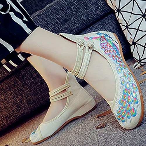 Womens Chinese Traditional Embroidery Flats Cheongsam Walking Mary Jane Shoes Handmade Flower Embroidered Shoes4