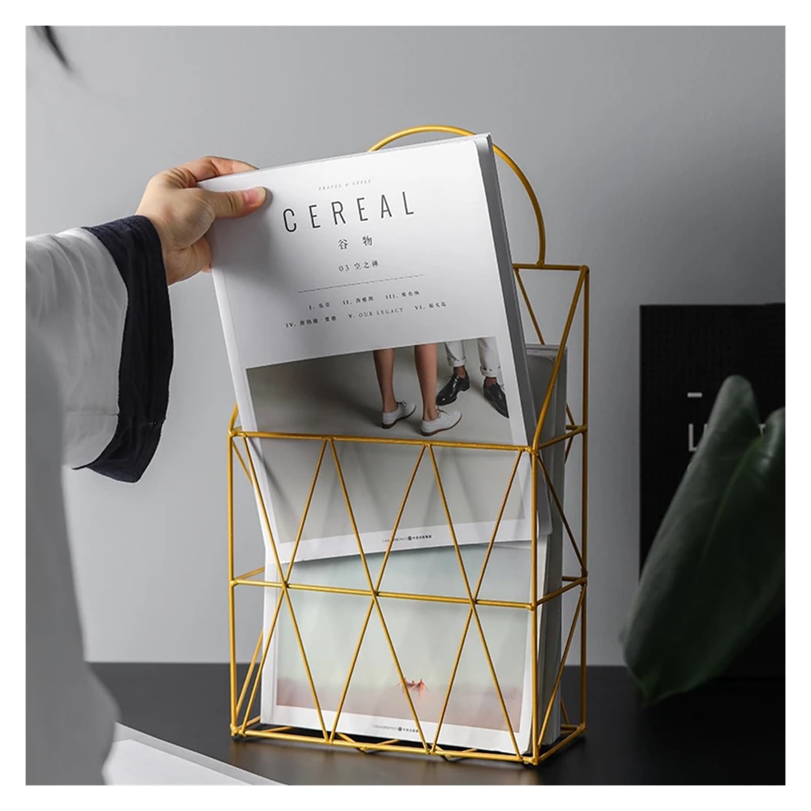 Porta giornali e riviste Libri in Metallo, Ferro, da Appendere a Parete, Organizer for riporre i, Decorazione Domestica Fai Te(Black)