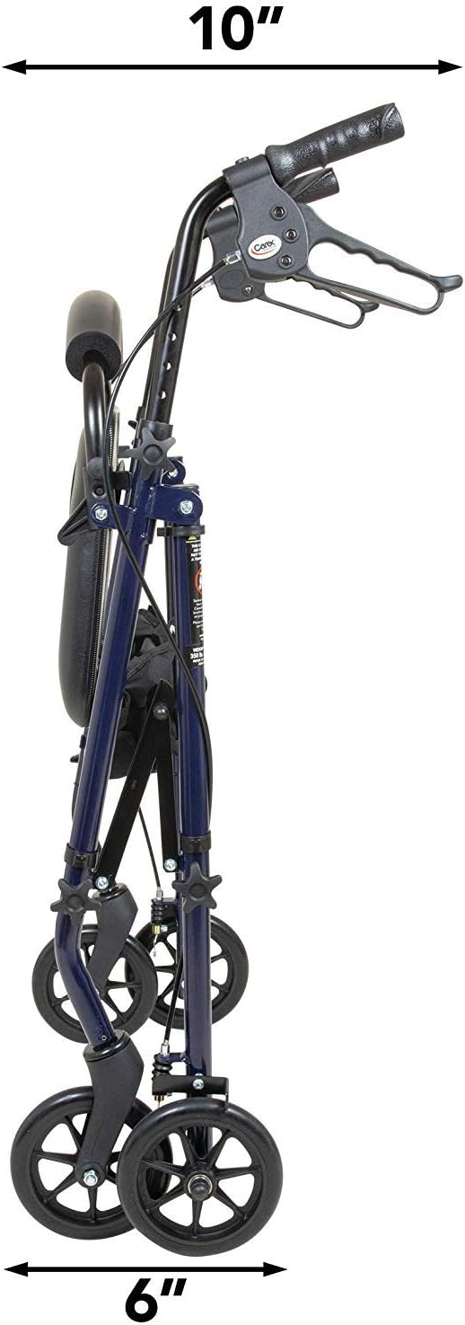 Carex Steel Rollator Walker with Seat and Wheels - Rolling Walker for Seniors - Walker Supports 350lbs, Foldable, For Those 5'0" to 6'1" : Health & Household