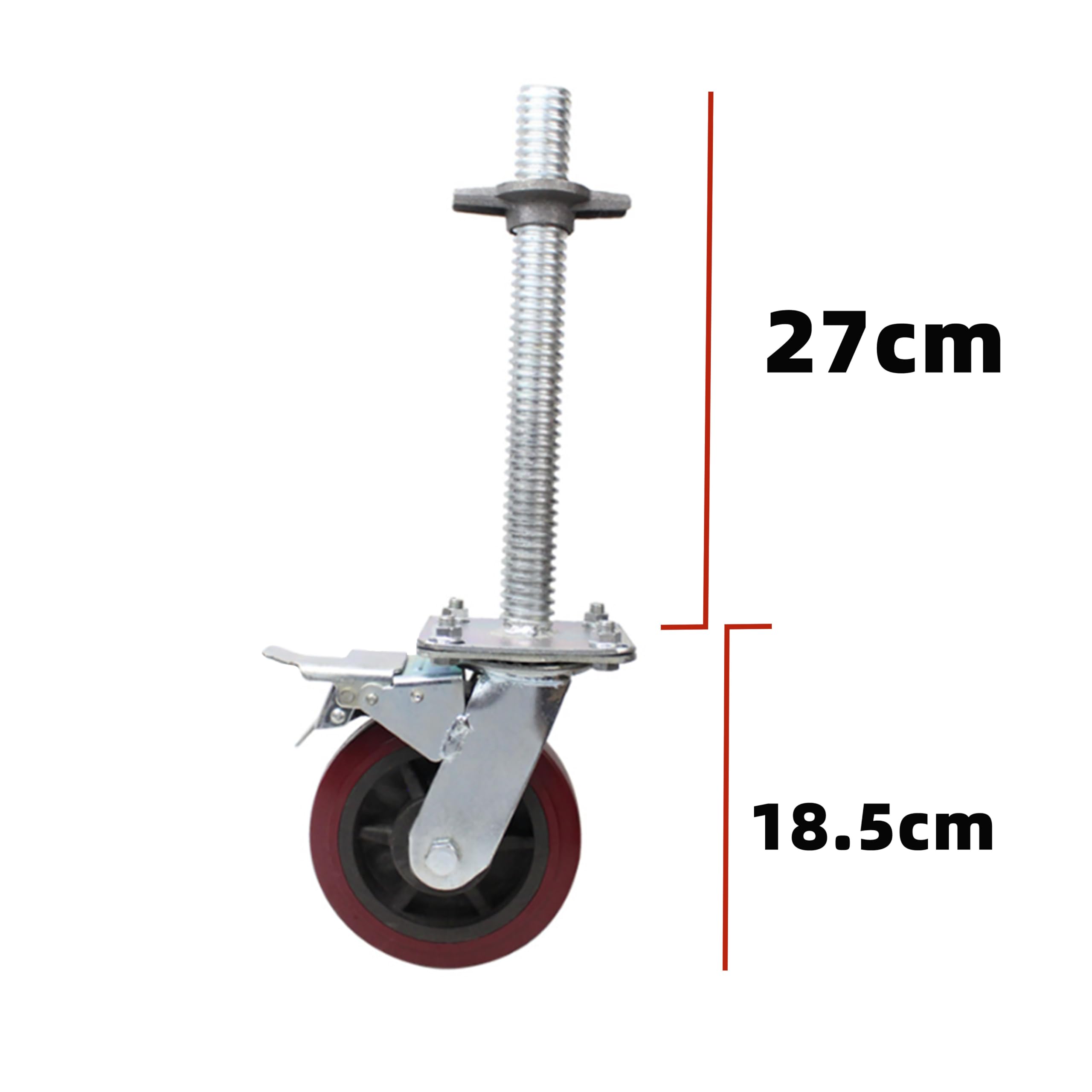 Roues d'échafaudage Mobiles Robustes de 6 Pouces,pour Échafaudages De Construction, Lourd Industriel Roue avec Freins, roulettes pour Meubles, Installation À Vis Fixe,2