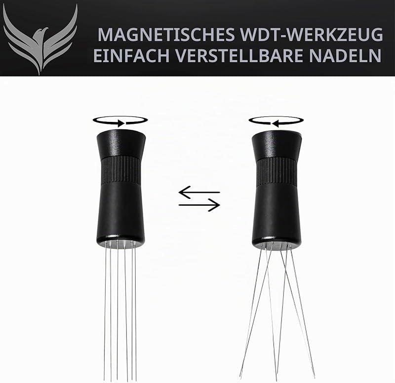 KNODOS Distribuitor cu ace pentru espresso, dozator reglabil de 0,25 mm și 0,4 mm, instrument magnetic pentru pregătirea cafelei, accesoriu barista pentru espressor cu pârghie