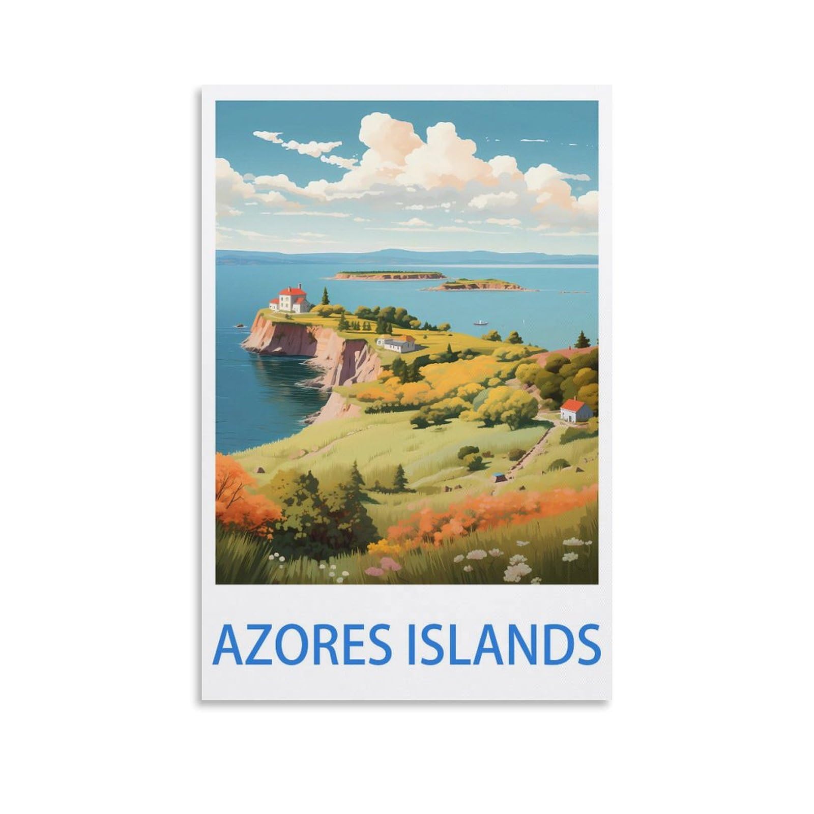 EZMLFA 5D Diamond Art Kits for Beginner,Azores Islandss,Diamond Art House DIY Diamond Art Kits for Home Wall Decor 50x60cm