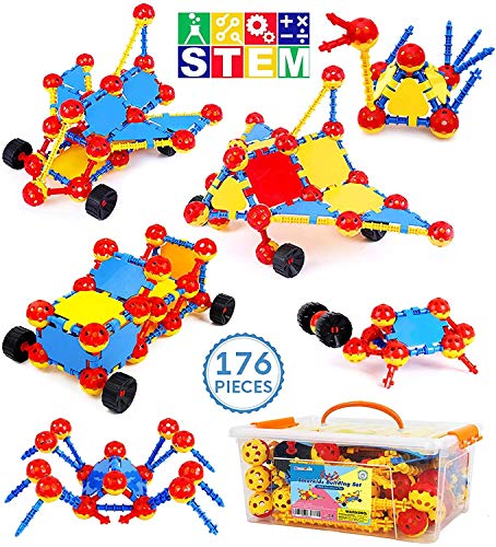 Smarkids Juguetes de Construcción 176pcs, Bloques de Construcción Aprendizaje de Juegos Creativa de Construcción Educativa Bloques de Juguetes para niños y niñas 3 4 5 6 7 8 9 10 años