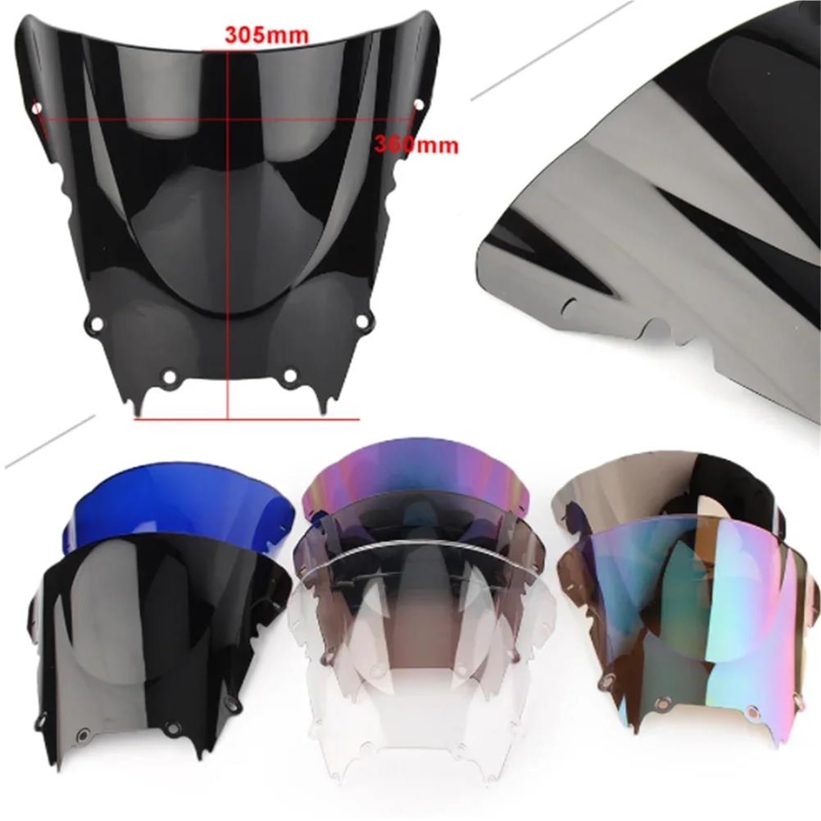 Parabrezza Per Moto, A Doppia Bolla, Deflettori Antivento, Protezione Per Yamaha YZF-R6 YZF R6 600 1998-2002 Cupolino Parabrezza(Nero)