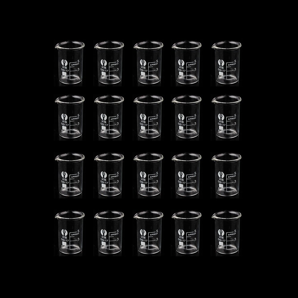 LIPOVOLT® 20PCS 5ml Chemistry Laboratory Glass Beaker Borosilicate Measuring Glasswar …
