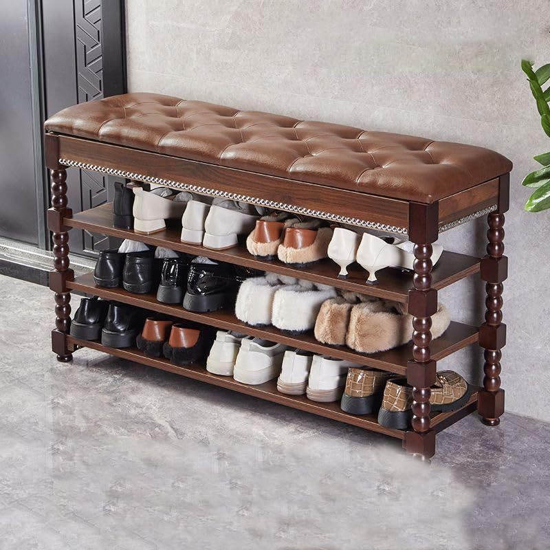 Banc à chaussures bois massif pour corriger le manque de place et ranger l'entrée
