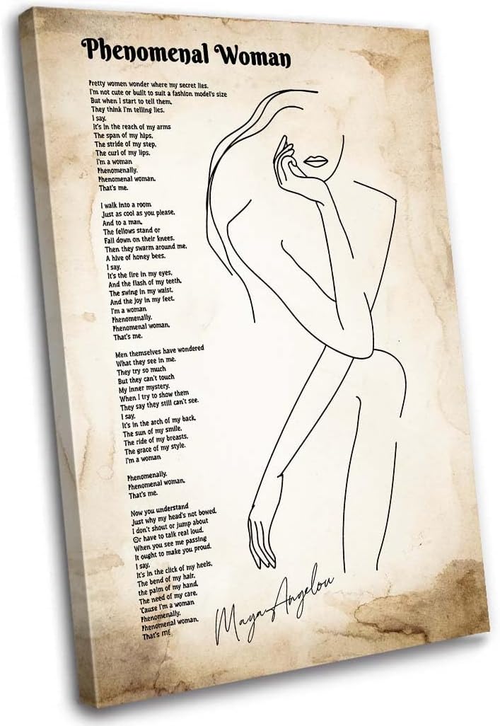 Shesinee Phenomenal Woman Wall Art Poetry Poster Vintage