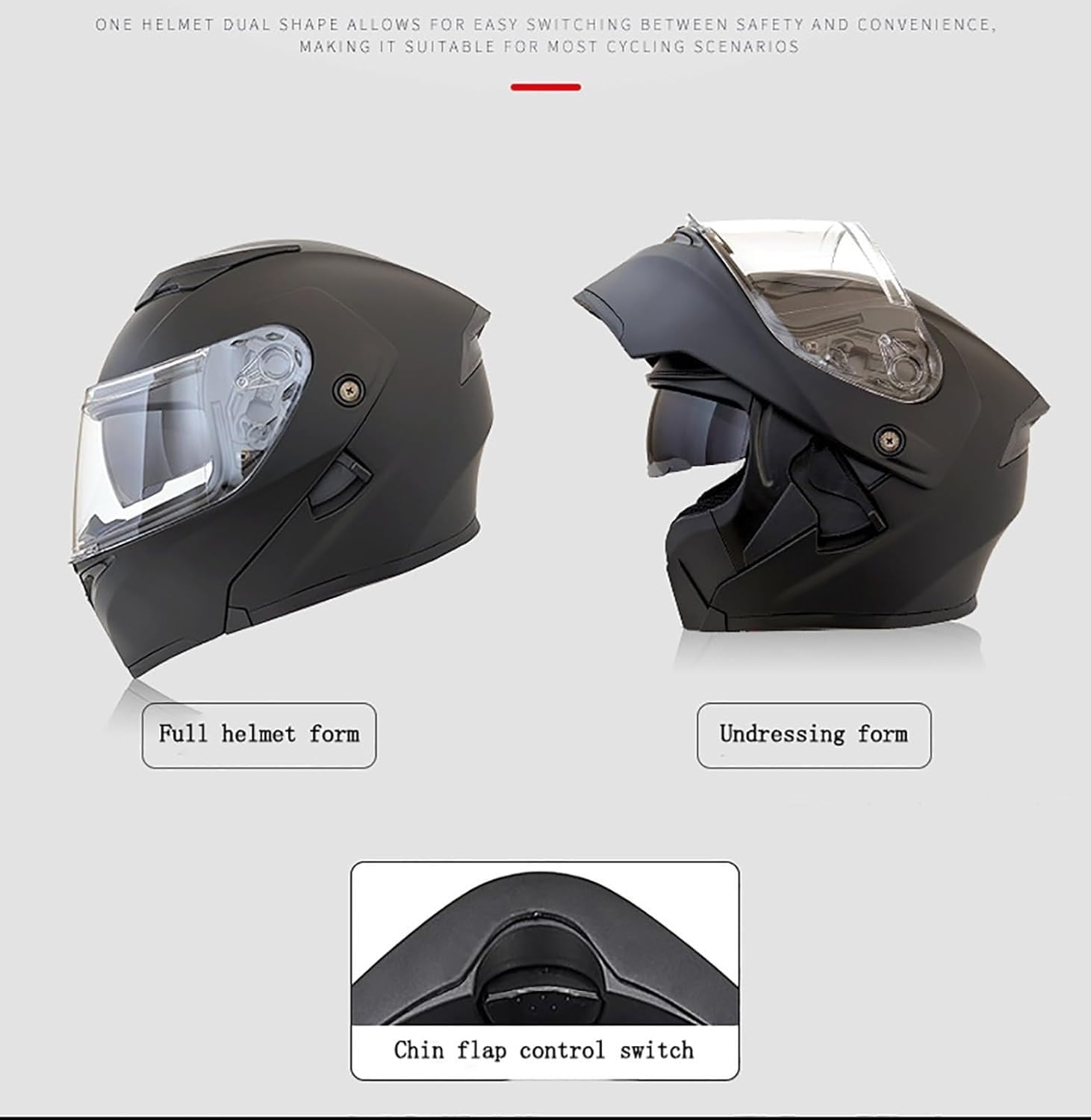 Kask szczękowy z Bluetooth, zintegrowany kask motocyklowy, certyfikat ECE kask integralny z podwójnym wizjerem, z wbudowanym mikrofonem