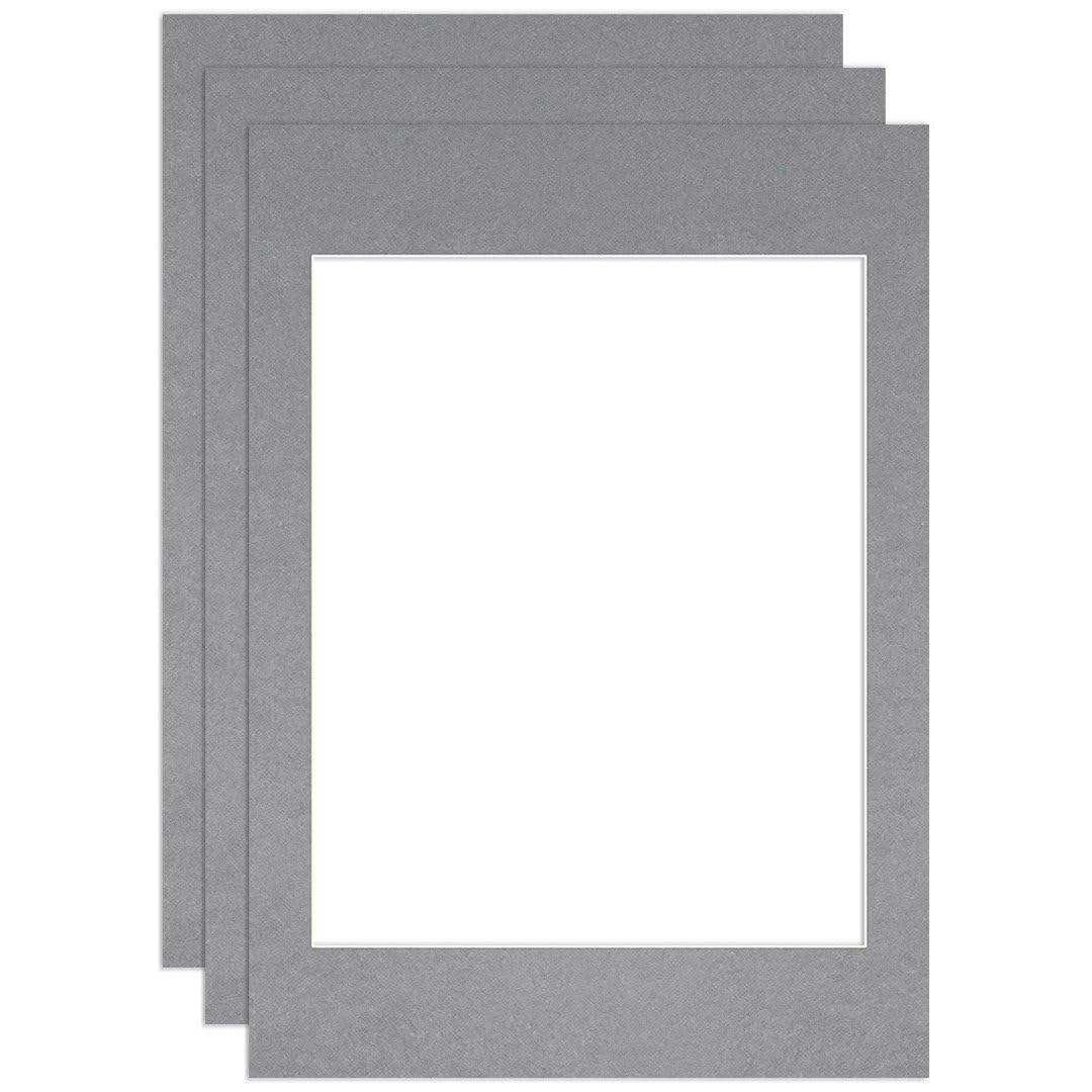 Procut Global 70x50cm Mid Grey Picture Mounts to Fit 50x40cm Aperture - Precision Cut Cardboard Photo Mount - Ideal for Frames, Prints, Artwork & Certificates - Sizes & Colours Available - 3 Pack