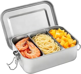 850ml Brotdose Edelstahl, Nachhaltige Vesperdose für Schule, Arbeit, Picknick, mit 2 Fächern, Auslaufsicher Lunchbox, BPA-Frei Metall Brotdose für Erwachsene & Kinder