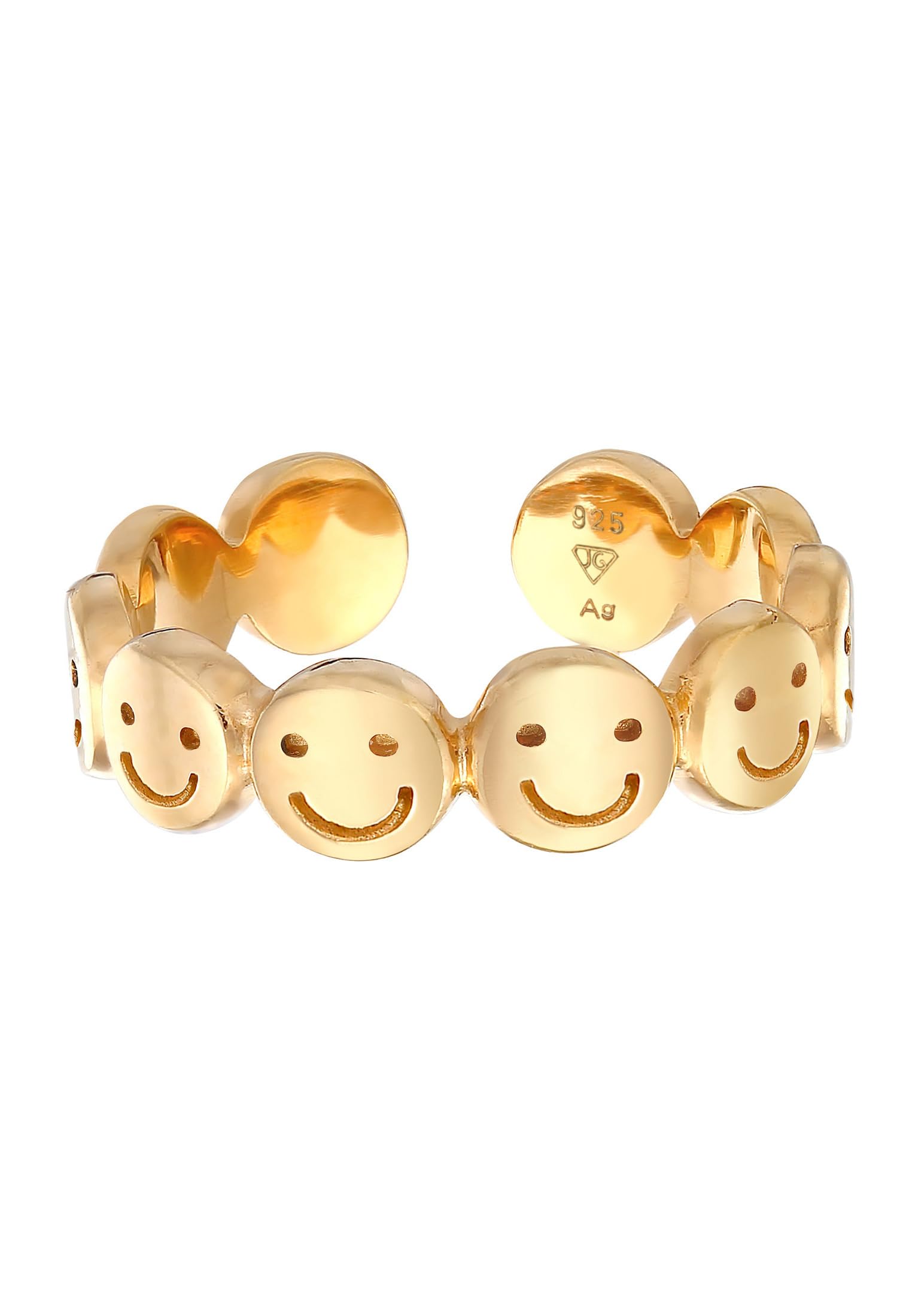 Elli Ring Damen Band mit Smiling Face Offen 925 Silber