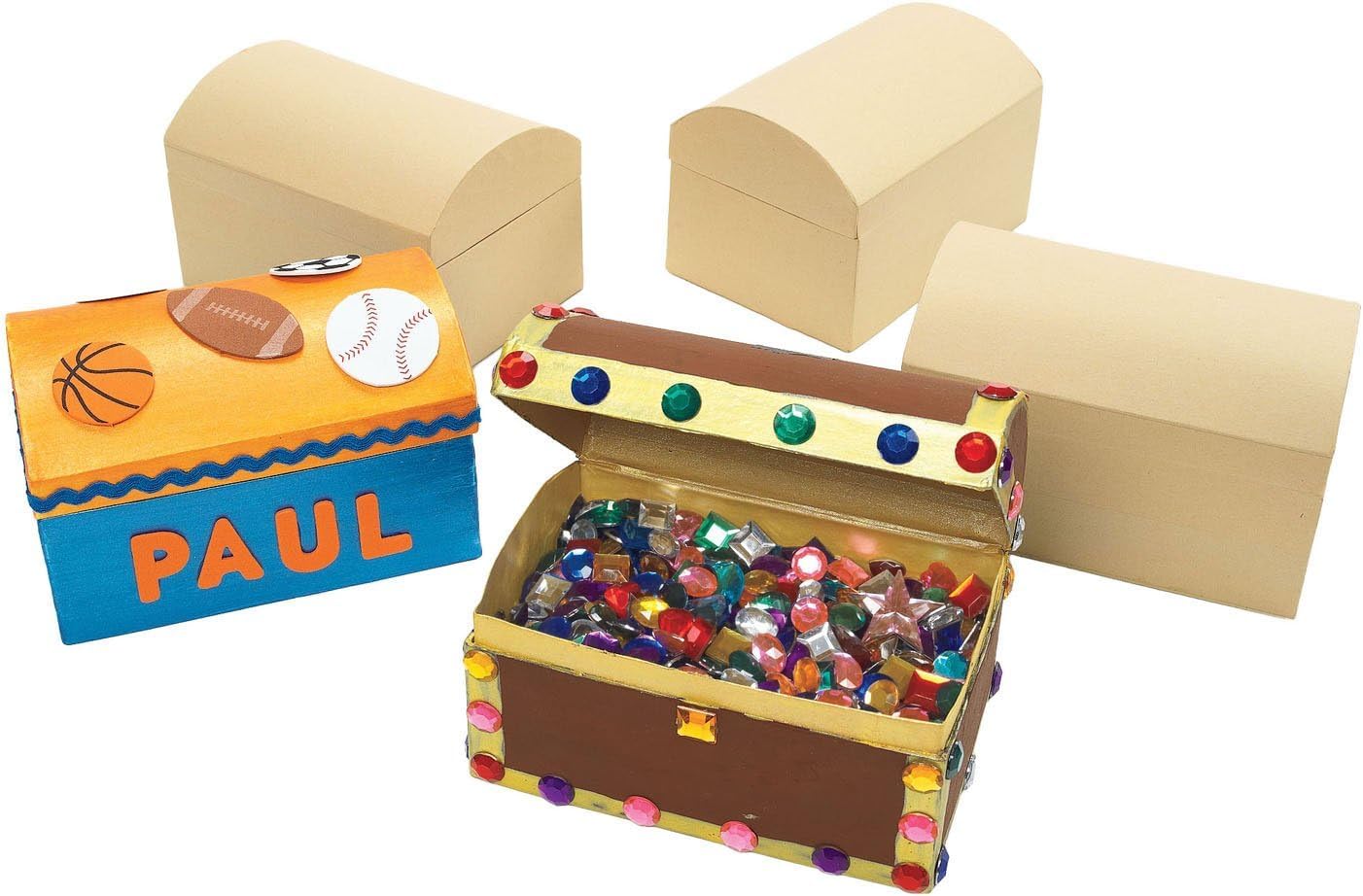 Decorate Your Own Papier-Mache Treasure Chests - Set of 12