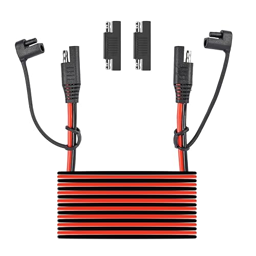 Miniatura 5 de Versión actualizada Abrazaderas de cocodrilo con clip de batería de 3.2 pies a conector SAE, cable de extensión de cargador solar de 14 AWG,