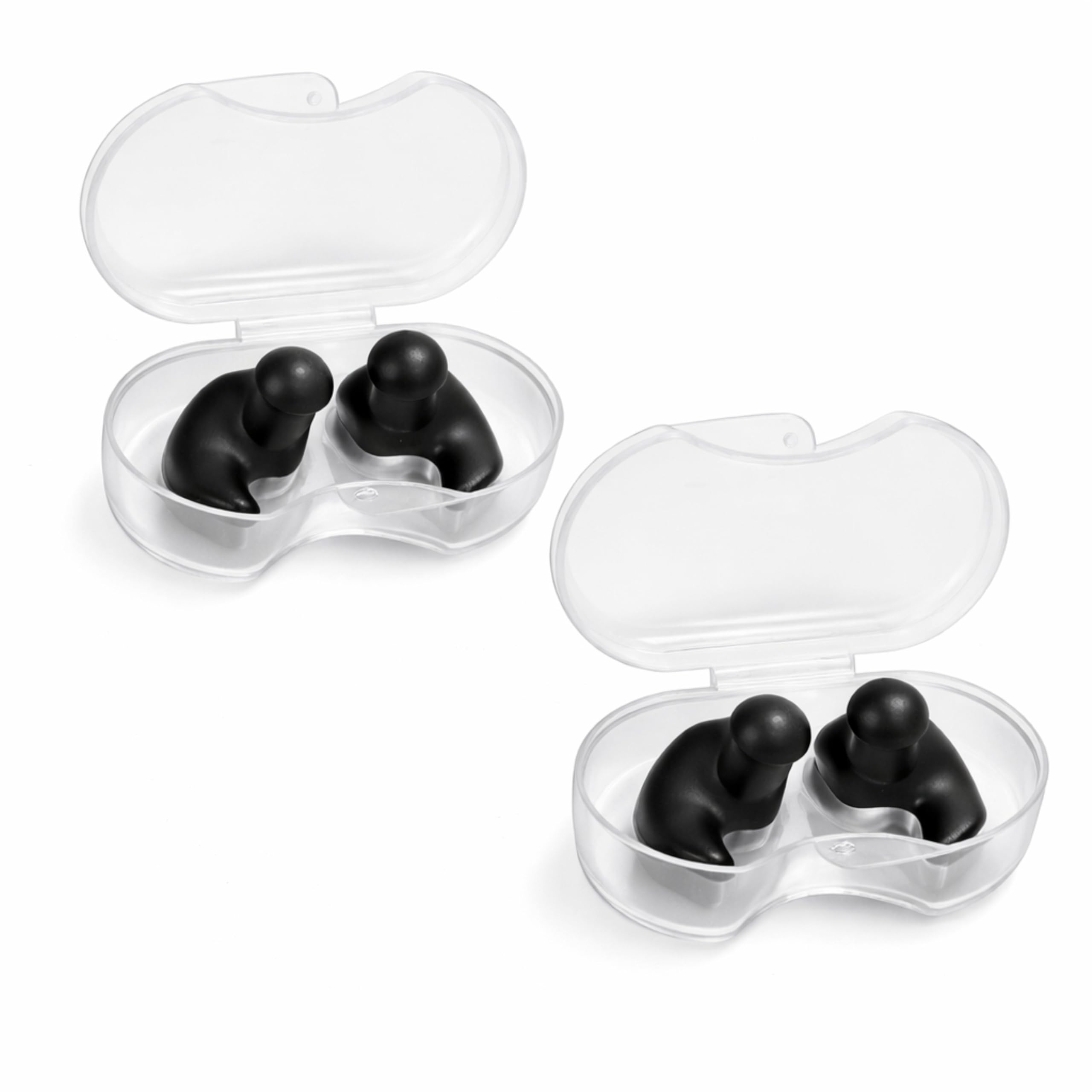 2 Pairs Waterproof Reusable Silicone Earplugs for Swimming, Showering, Bathing, Surfing, Snorkeling and Other Water Sports - Suitable for Kids and Adults (2 Pair Black)-picture-13