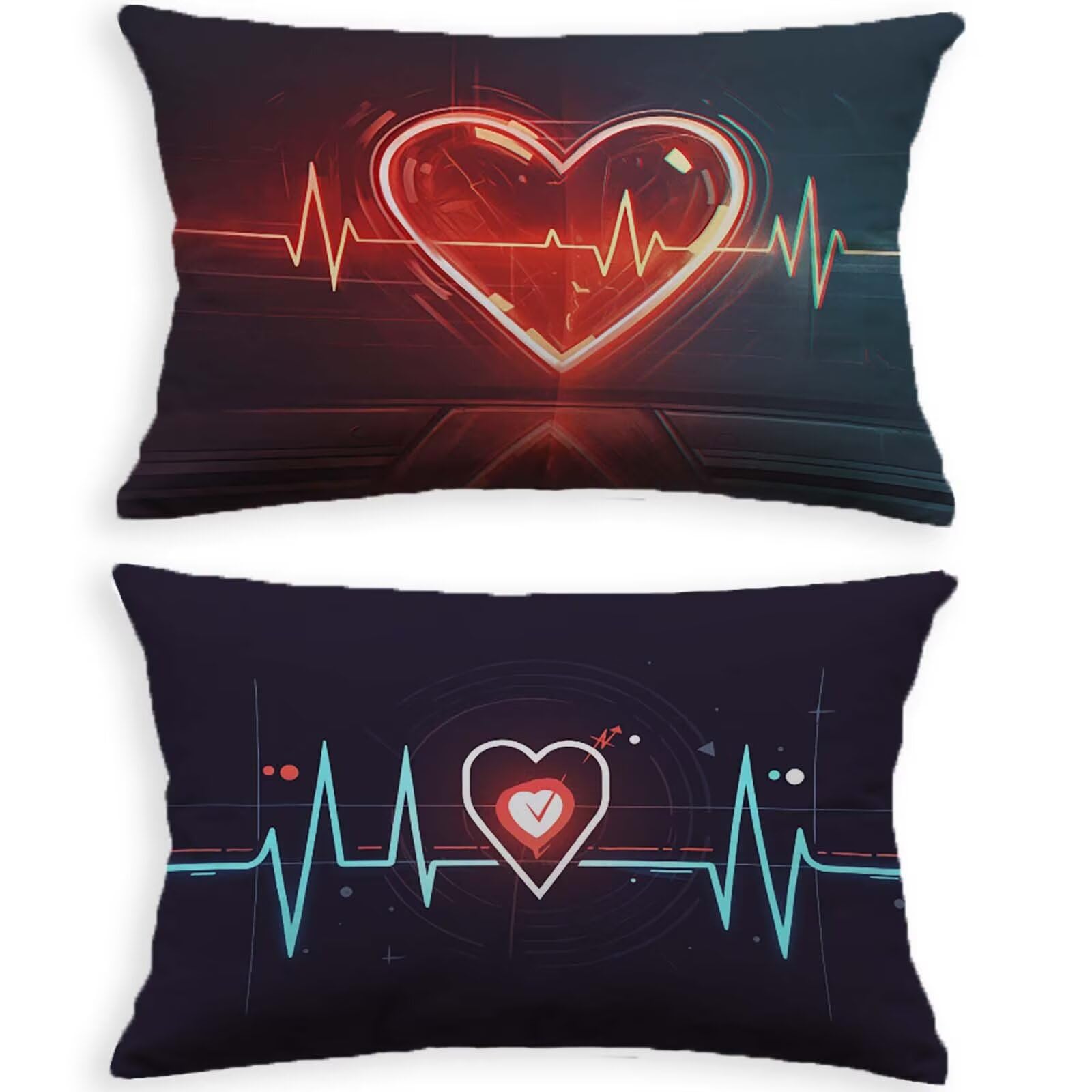 Coussin amour 70x90cm noir lot de 2 en velours pour chambre et salon