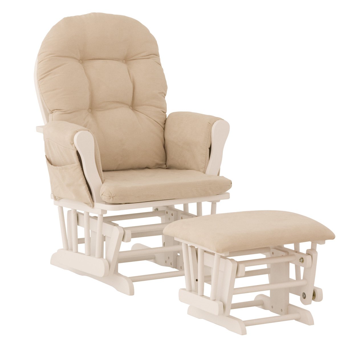 Storkcraft Hoop Glider and Ottoman, White/Beige