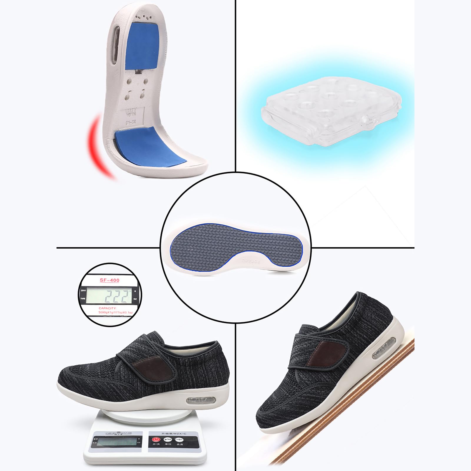 Zapatillas de Caminar ortopédicas Extra Anchas para Mujer, Zapatillas Transpirables y Ajustables, Zapatos con Soporte del Arco Plantar para pies hinchados y Uso Todo el día