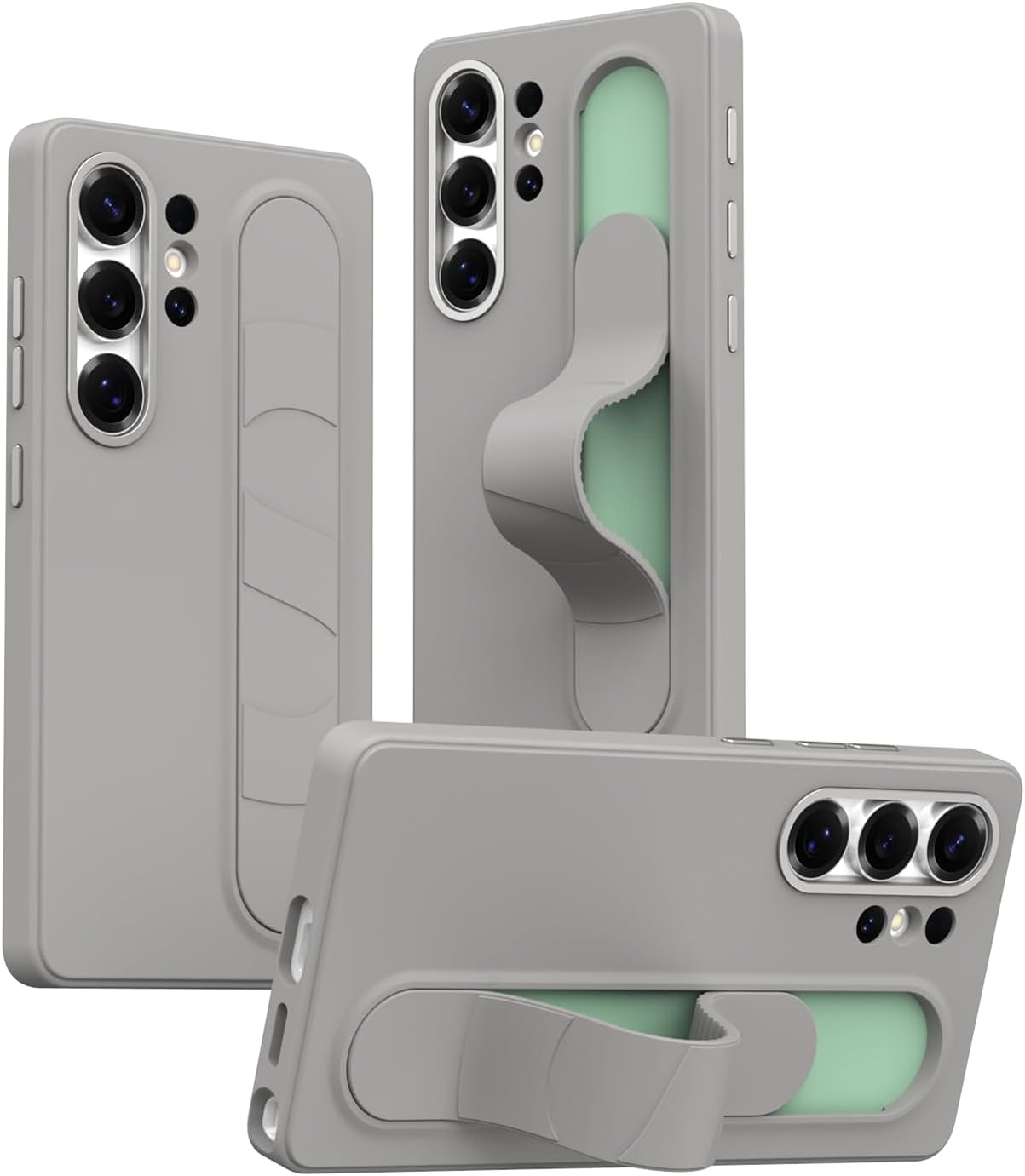 for Samsung Galaxy S25 Ultra Smart Case with Customizable NFC Key, Shockproof Hard PC Silicone Grip Cover [Kickstand][Smart Control Button] (Kahki)