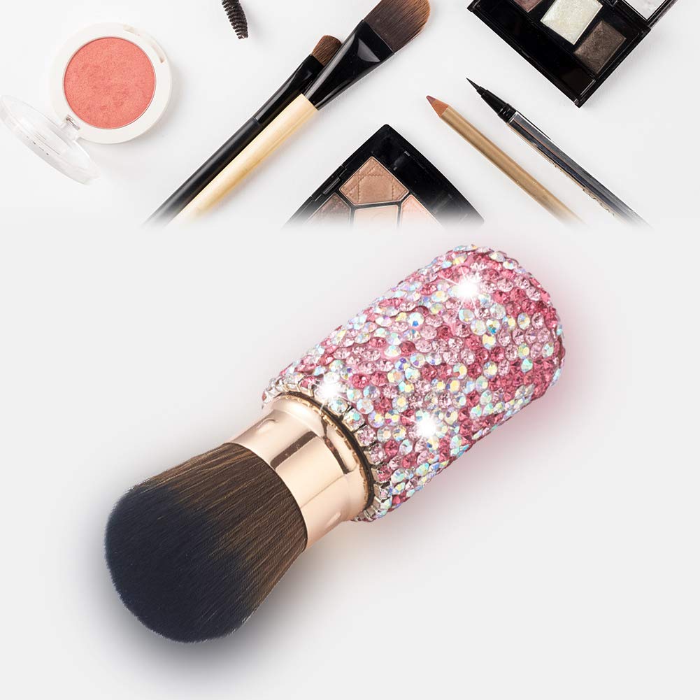 XhuangTech Bling Make Up Brush Crystal Makeup Travel Brushes Blusher Rhinestone Cover Foundation Highlight Blush Cosmetic Tools (Pink) image 4