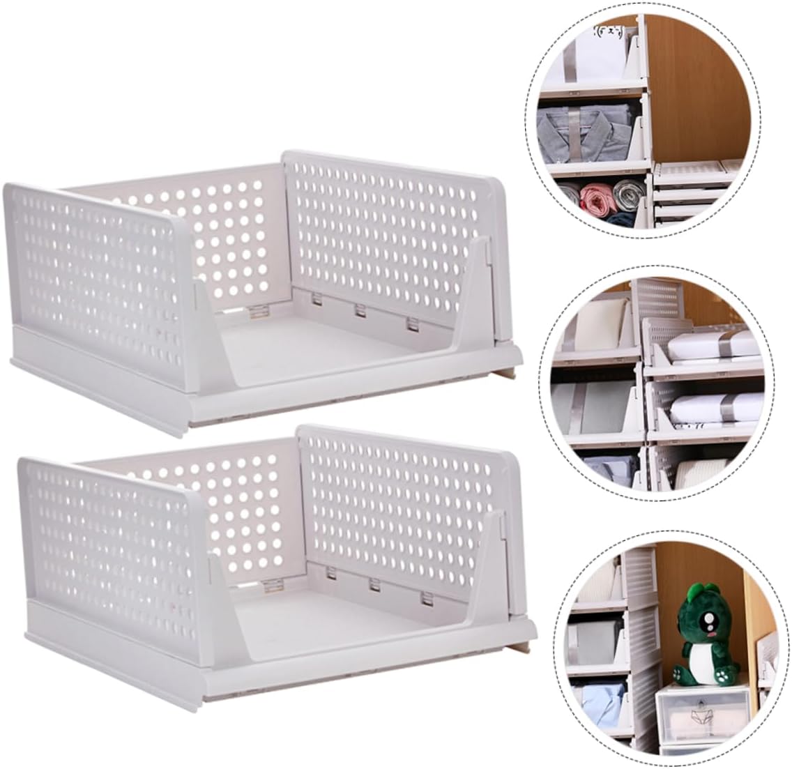 Stackable Clothes Drawer Organizer 2-Pack Foldable Plastic Storage Bins for Closet Organization Versatile Drawers for Wardrobe Bedroom and Home