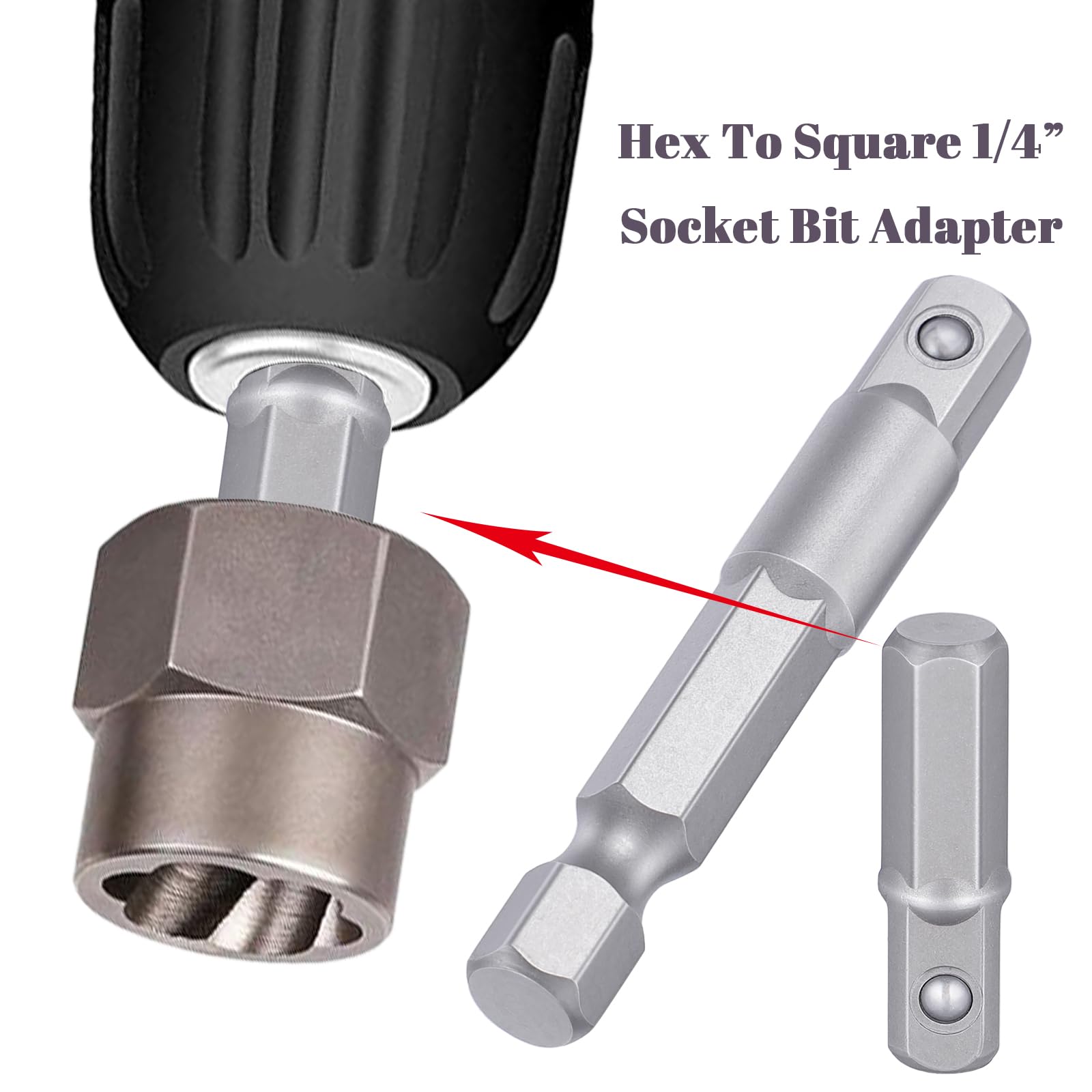 Set di 10 adattatori per chiavi a bussola, 1/4", attacco esagonale per avvitatore a batteria, trapano e driver