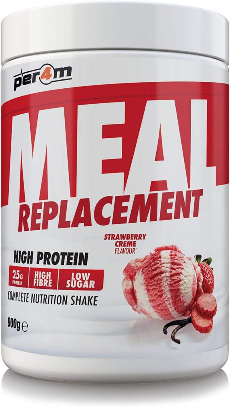 Per4m Meal Replacement Diet Shake Powder | High Protein Low Calorie Weight Loss Shake | Vegetarian Gluten Free Nutritionally Complete Slimming Drink | 15 Serving (900g, Strawberry Creme)