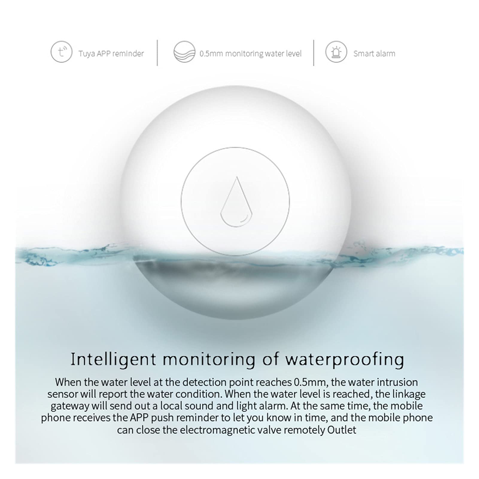 Siłownik liniowy, SMART HOME WODA Czujnik szczelności bezprzewodowej Wykrywacz powodziowy Wykrywanie wycieku Leakage Alert System alarmowy Przepływ wody(1pc)