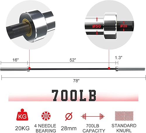 Miniatura 4 de Barra olímpica para entrenamiento de fuerza, barra de levantamiento de pesas, barra de prensa para gimnasio en casa de 4 pies, 5 pies, 6 pies, 7 pies