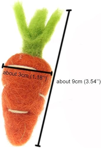 Miniatura 4 de Zanahorias de fieltro de lana hechas a mano, adornos de Pascua, decoración del hogar para colgar (3.5 in, zanahoria)